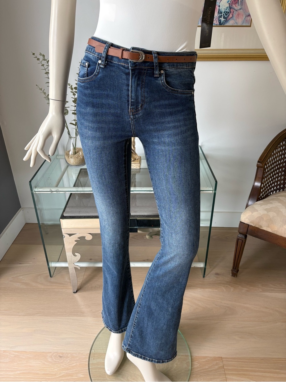 High-Rise Dark Blue Flare Jeans
